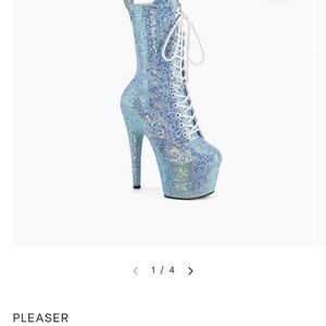 Pleaser Glitter Lace-Up Platform Boots - Blue